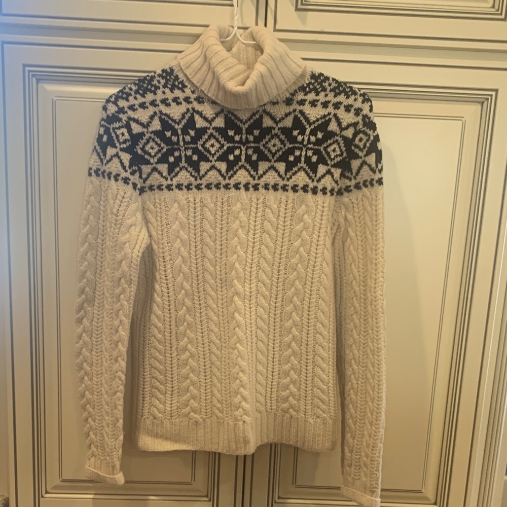 Ralph Lauren Cream and Black Patterned Turtleneck Sweater